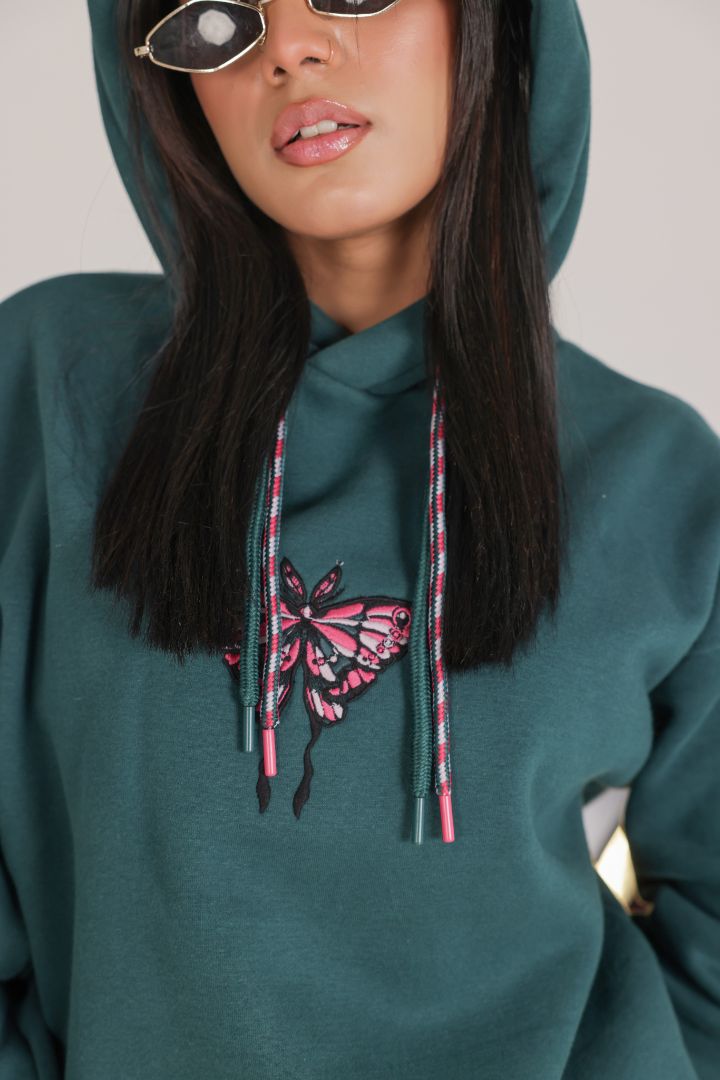 TURQUOISE BUTTER FLY HOOD
