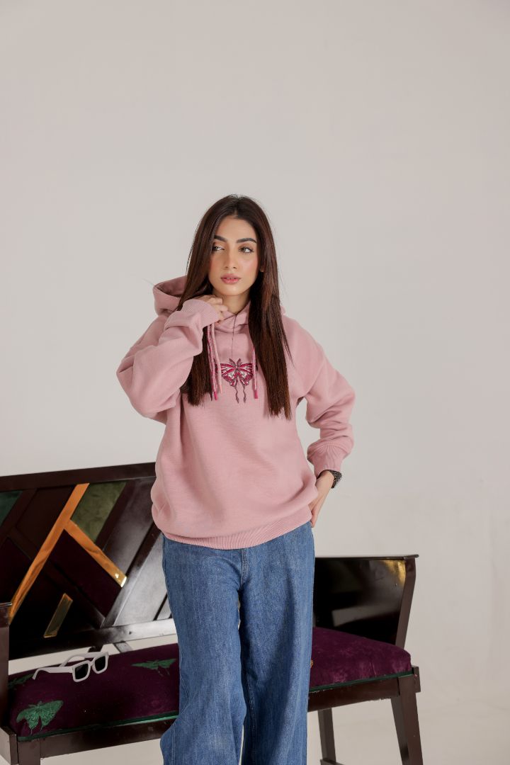 PASTEL PINK BUTTER FLY HOOD