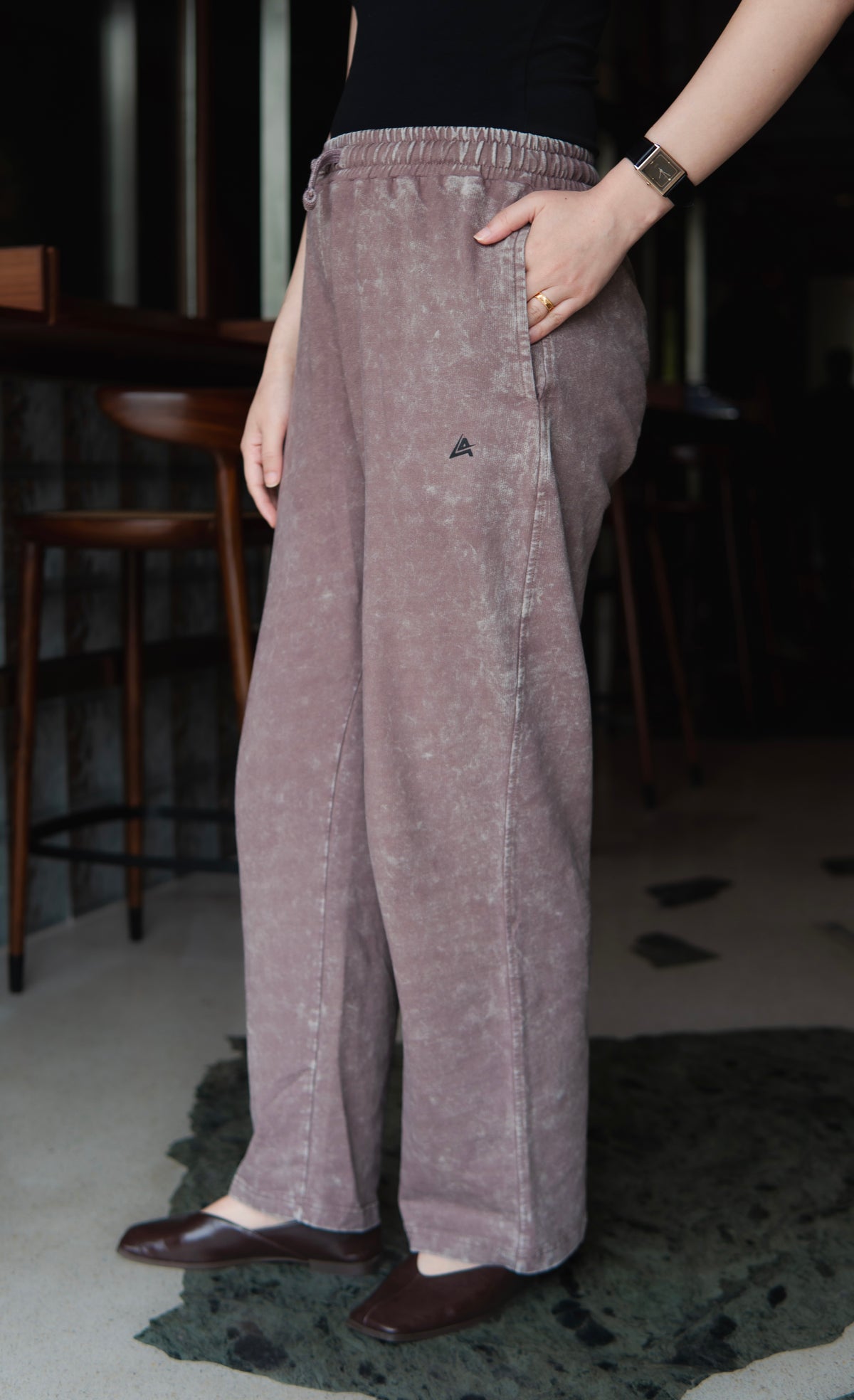 BROWN ACID WASH TROUSER (UNISEX)