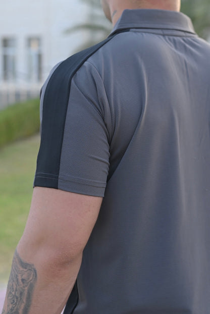 Charcoal Grey Men's Athleisure Polo Tracksuit