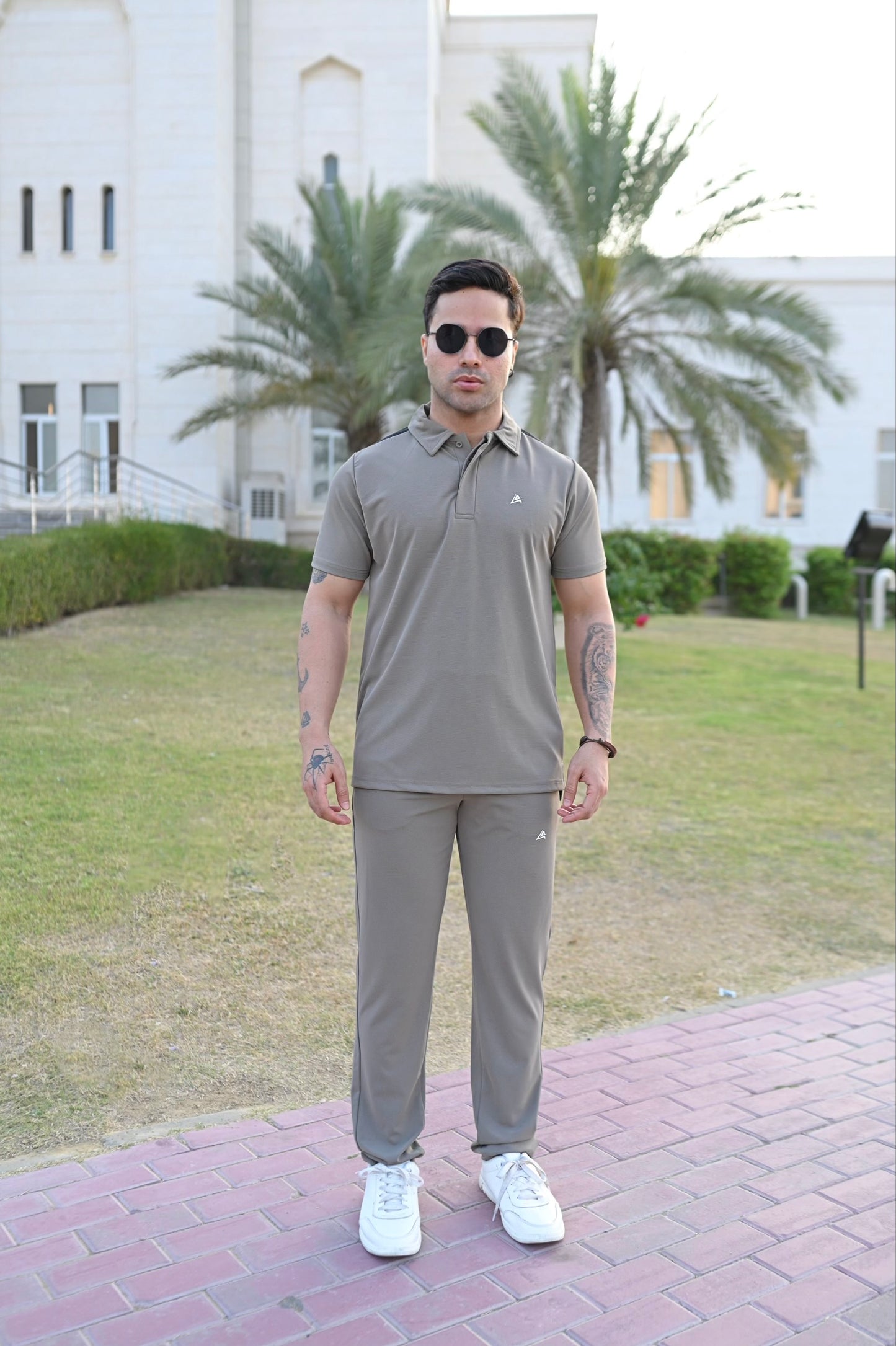 Stone Grey Men's Polo Tracksuit