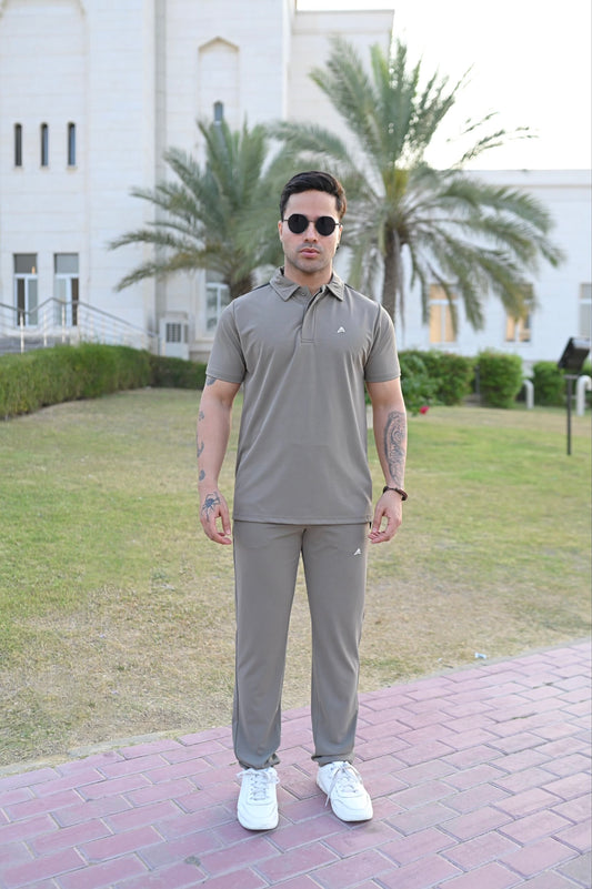 Stone Grey Men's Polo Tracksuit