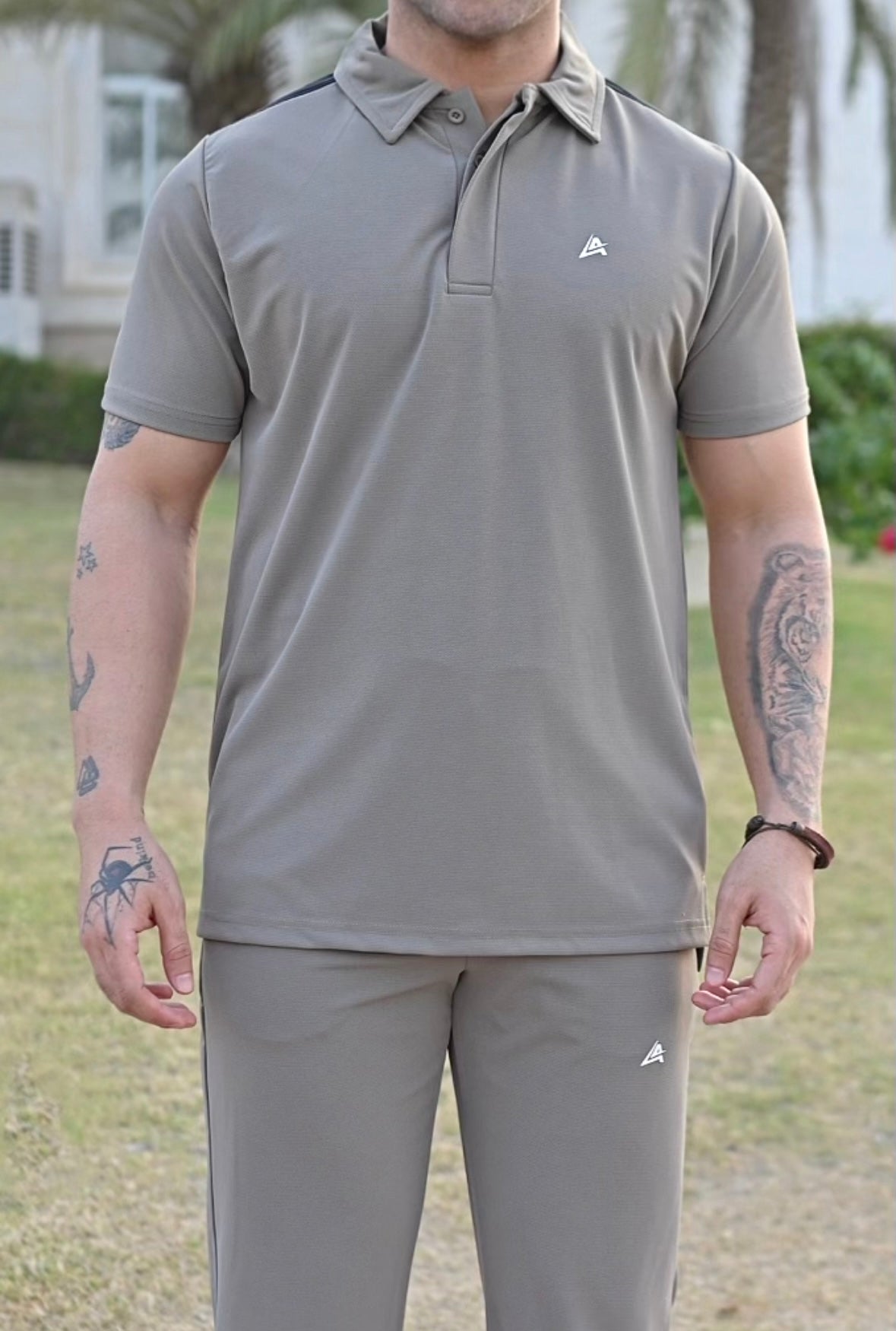 Stone Grey Men's Polo Tracksuit