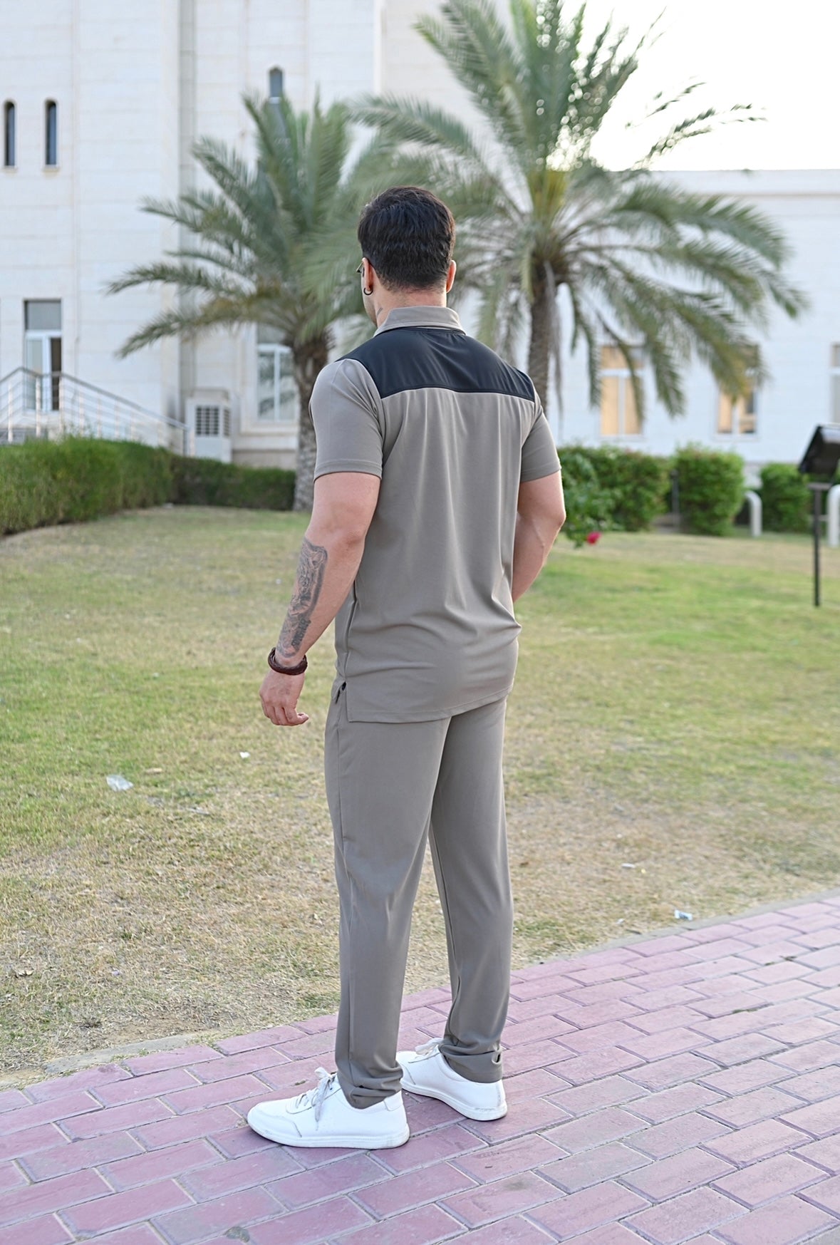 Stone Grey Men's Polo Tracksuit