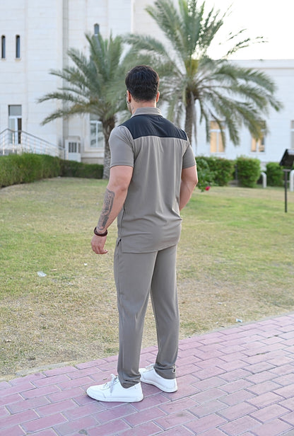 Stone Grey Men's Polo Tracksuit