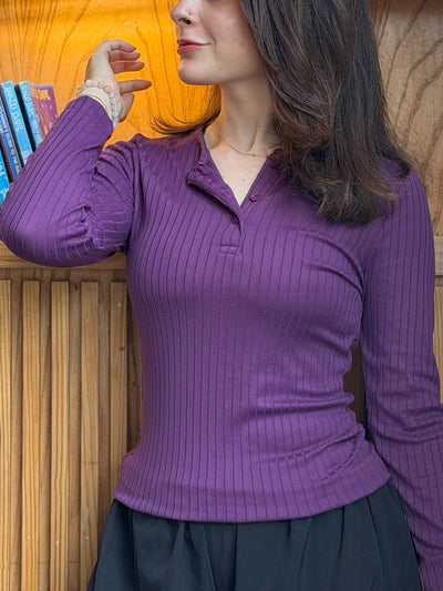 PURPLE WOMEN HENLEY SHIRT