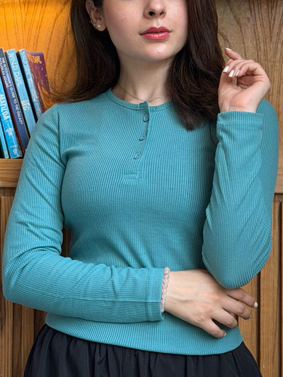 SKY BLUE WOMEN HENLEY SHIRT