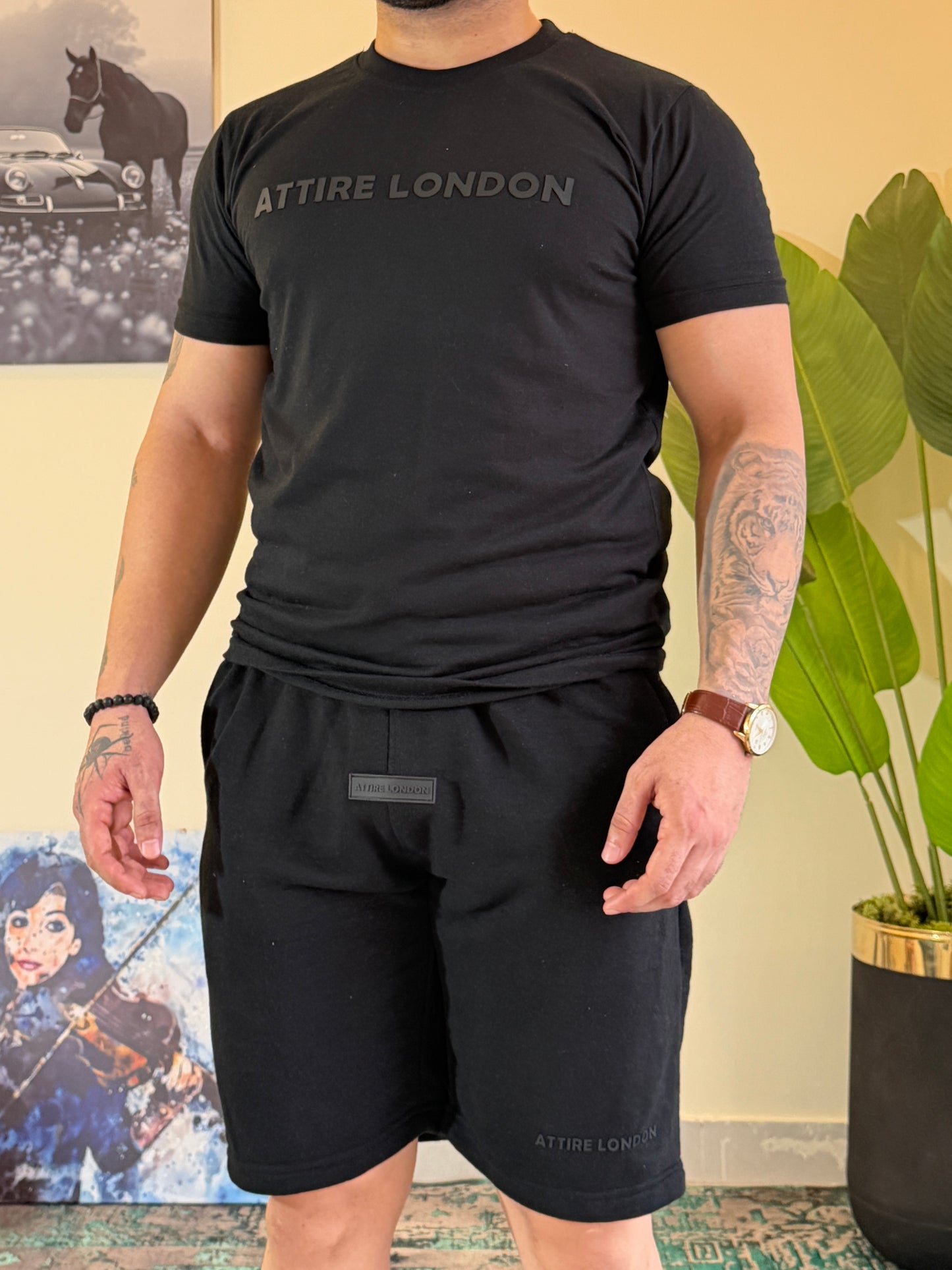 ATTIRE SIGNATURE BLACK SHORT SET