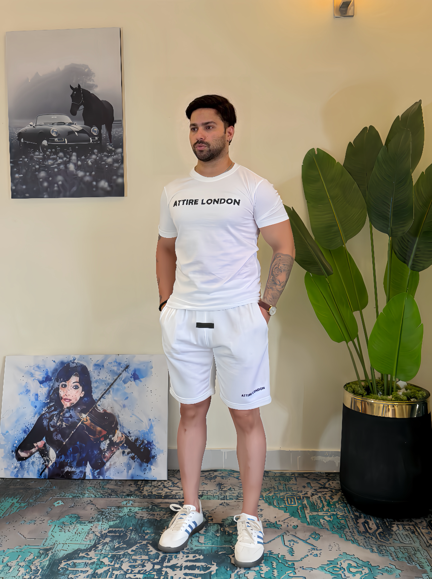 ATTIRE SIGNATURE WHITE SHORT SET