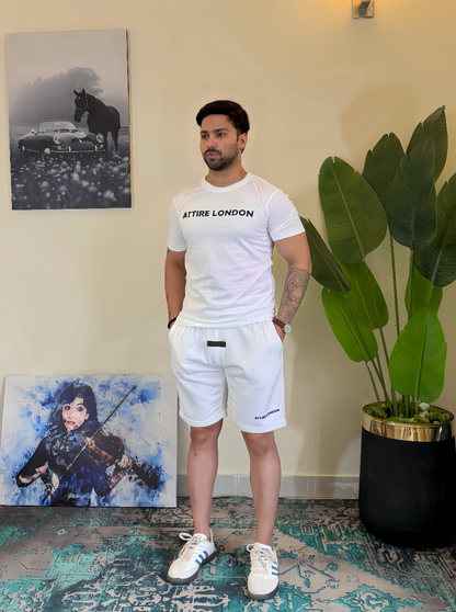 ATTIRE SIGNATURE WHITE SHORT SET