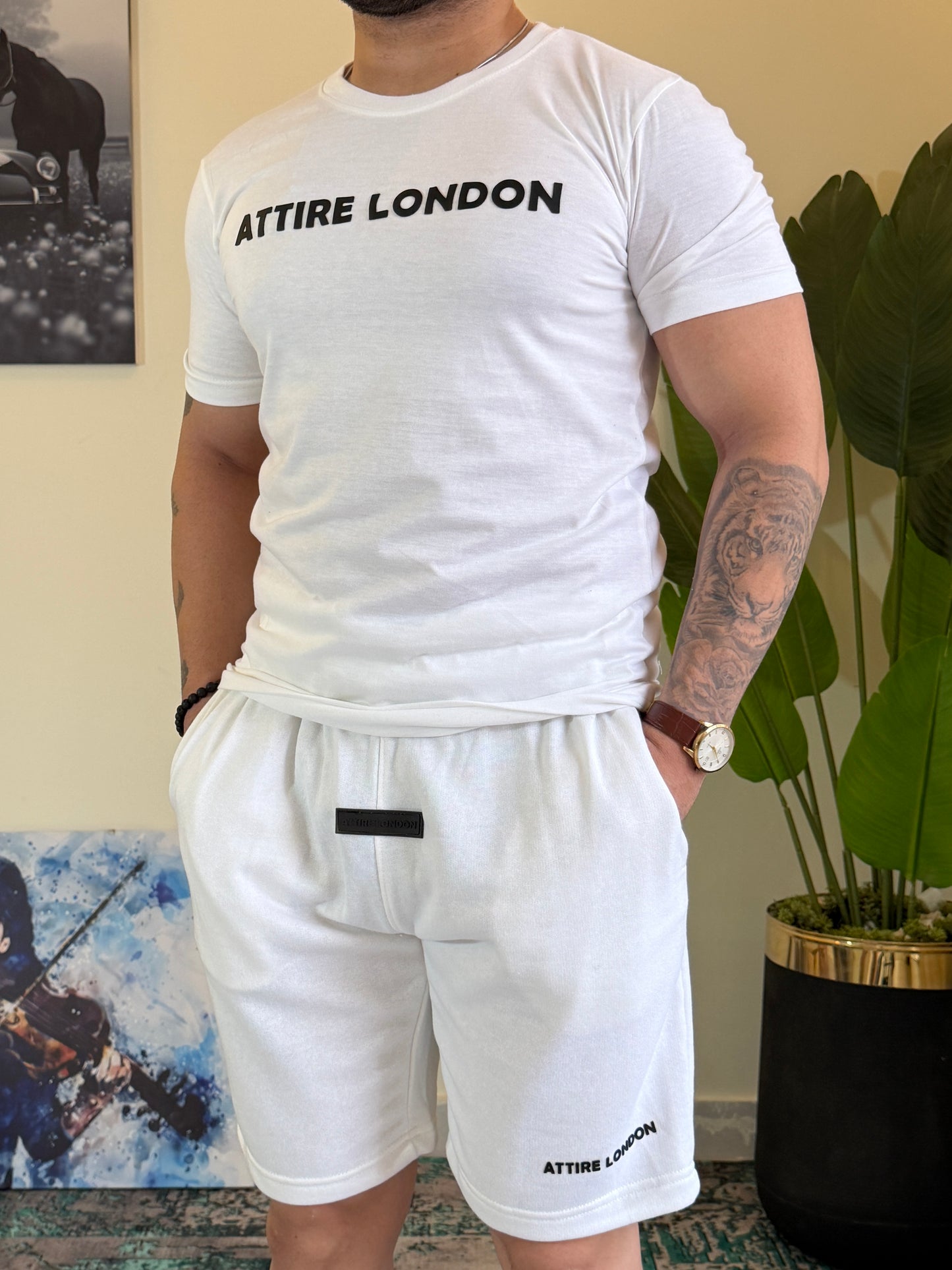 ATTIRE SIGNATURE WHITE SHORT SET