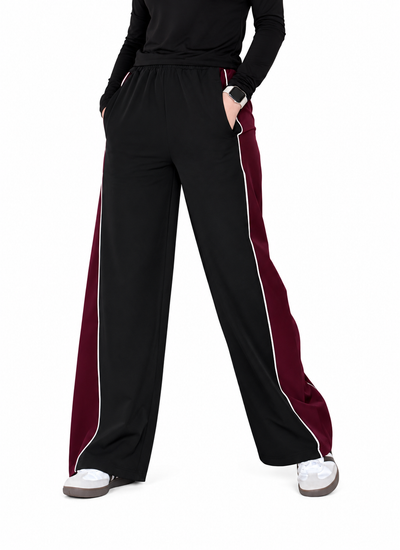 WOMEN BLACK & WINE ESSENTIAL LUXE TROUSER