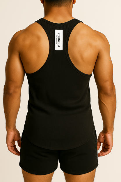 Men's Ribbed Vest - Black