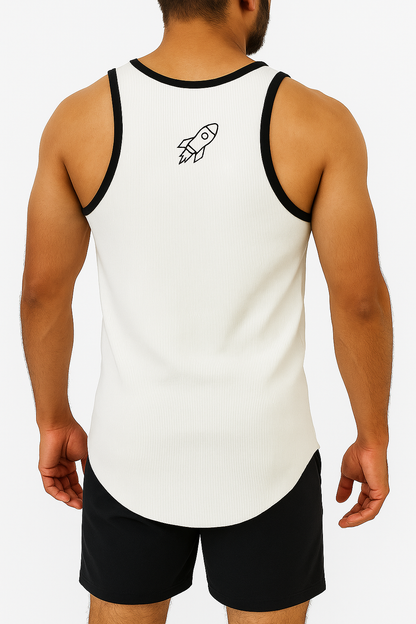 Men's Ribbed Vest - White