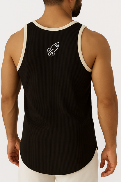 Men's Ribbed Vest - Black
