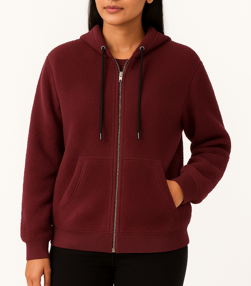 BURGUNDY SHERPA JACKET