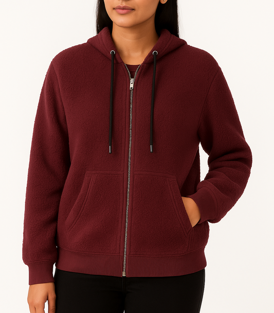BURGUNDY SHERPA JACKET