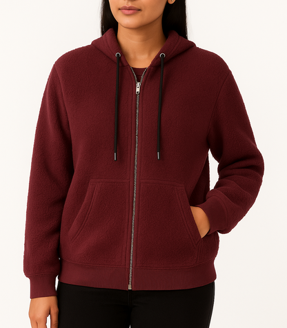 BURGUNDY SHERPA JACKET