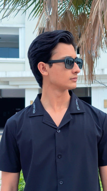 Black Men's Button Up Set