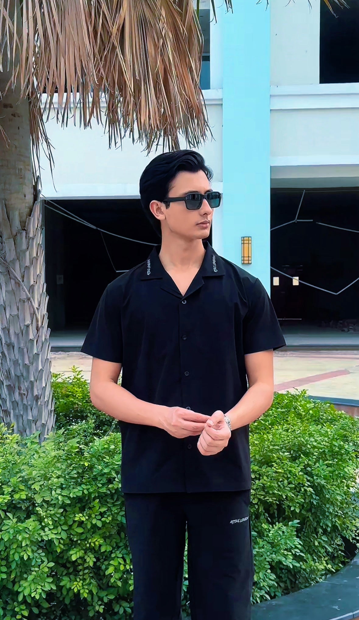 Black Men's Button Up Set