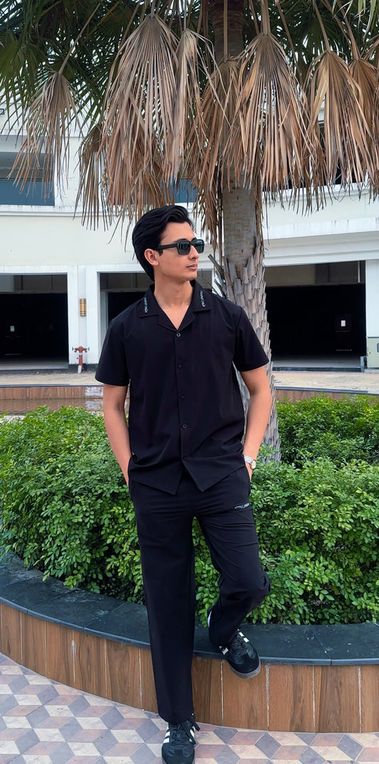 Black Men's Button Up Set