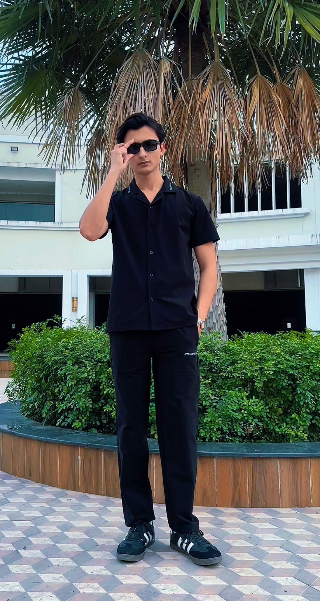 Black Men's Button Up Set