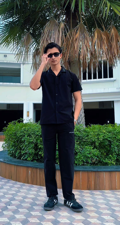 Black Men's Button Up Set