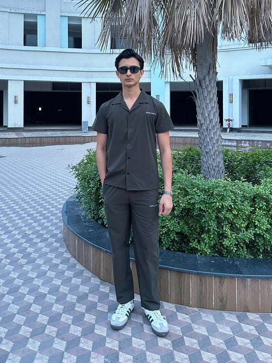 Army Green Men's Button Up Set