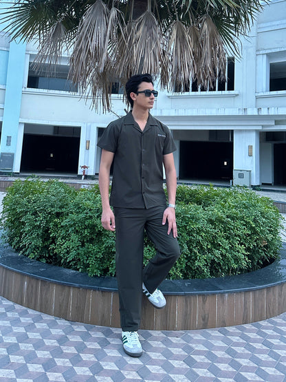 Army Green Men's Button Up Set
