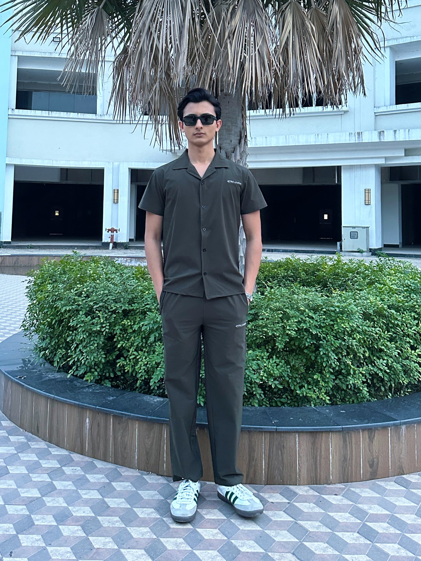 Army Green Men's Button Up Set