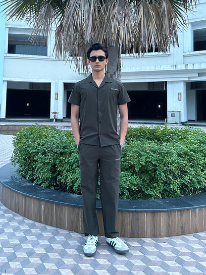 Army Green Men's Button Up Set