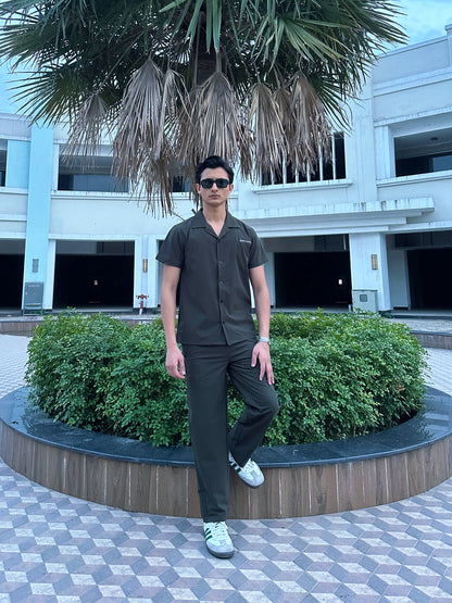 Army Green Men's Button Up Set