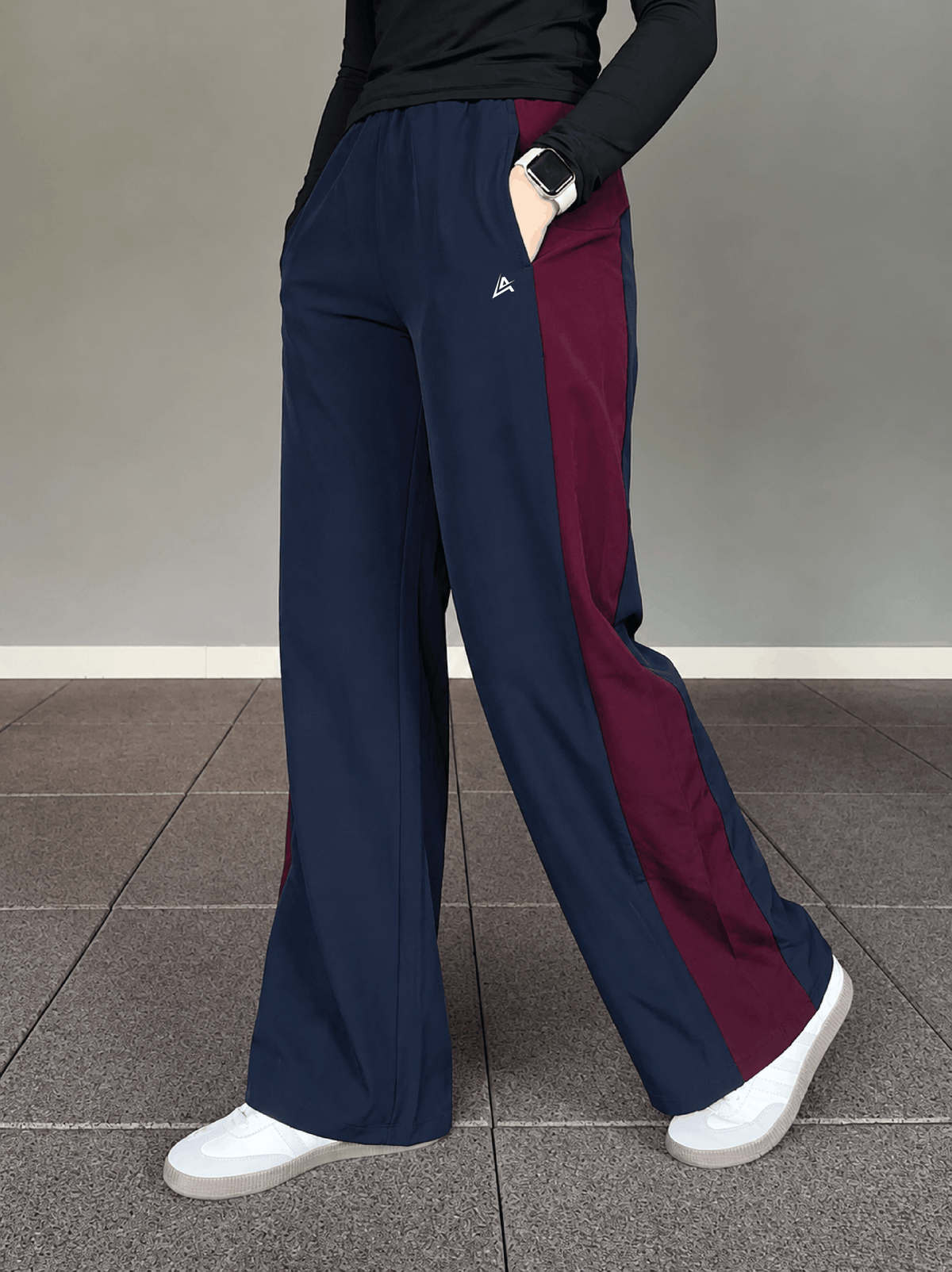 WOMEN NAVY & WINE ESSENTIAL LUXE TROUSER