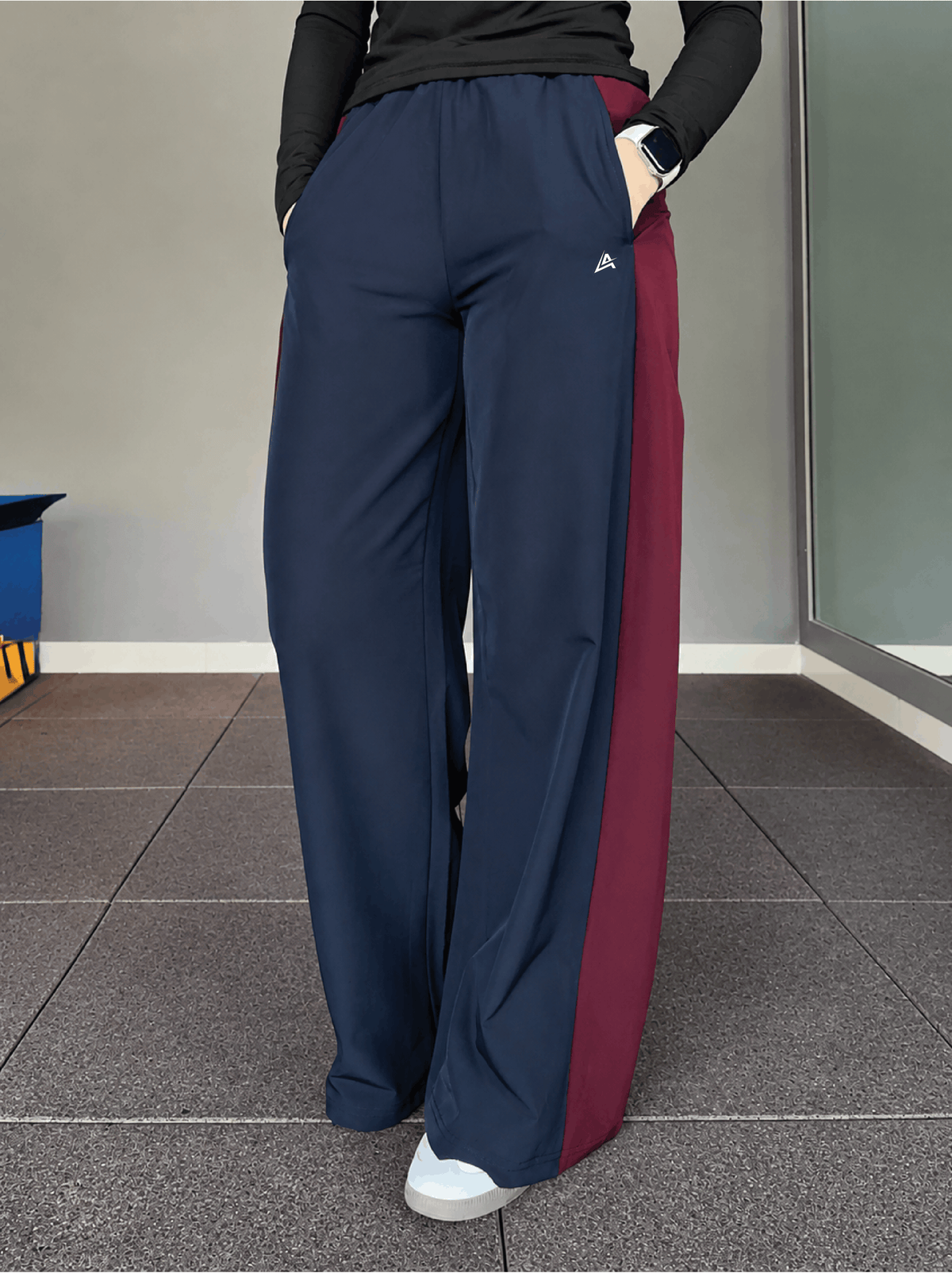 WOMEN NAVY & WINE ESSENTIAL LUXE TROUSER