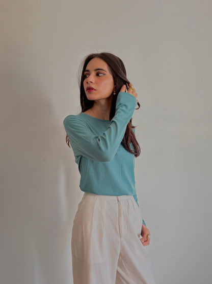 SKY BLUE WOMEN HENLEY SHIRT