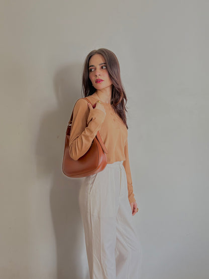 CAMEL BROWN WOMEN HENLEY SHIRT