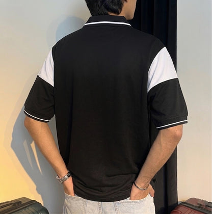 WHITE & BLACK NYC CONTRAST PANEL POLO SHIRT