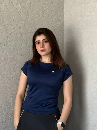 WOMEN NAVY BLUE COMPRESSION TEE