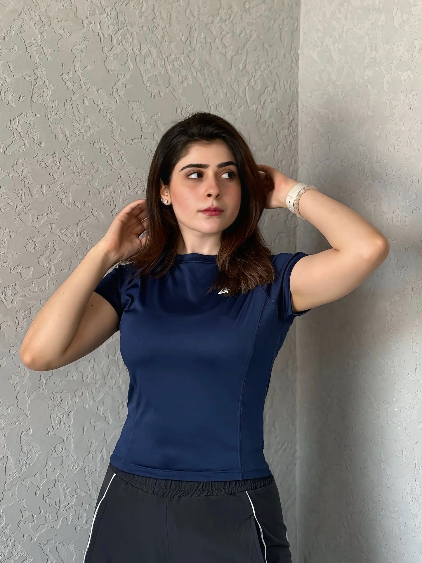 WOMEN NAVY BLUE COMPRESSION TEE