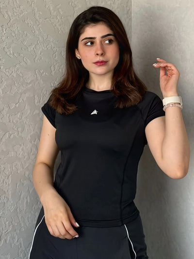 WOMEN BLACK COMPRESSION TEE