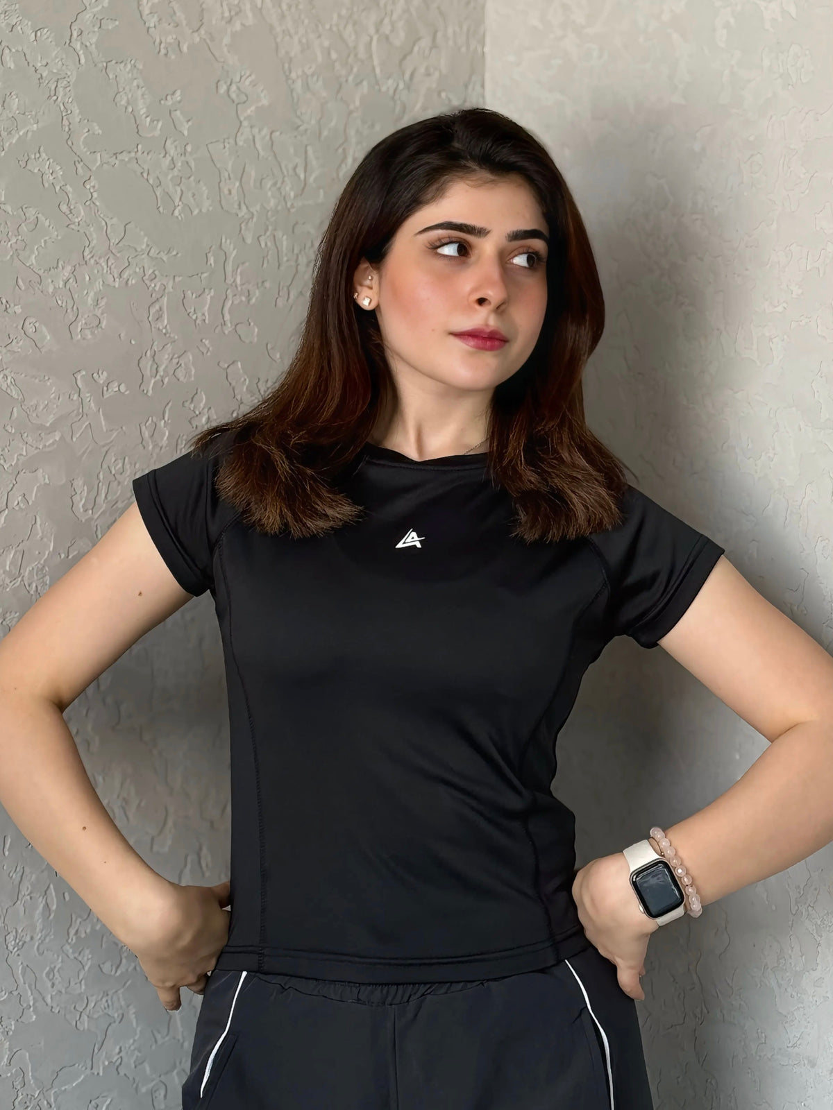 WOMEN BLACK COMPRESSION TEE