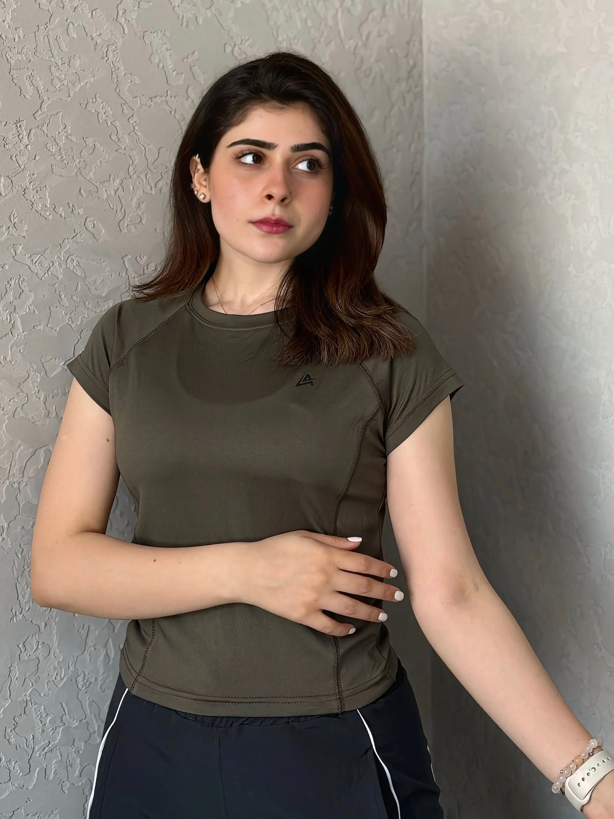 WOMEN GREEN COMPRESSION TEE