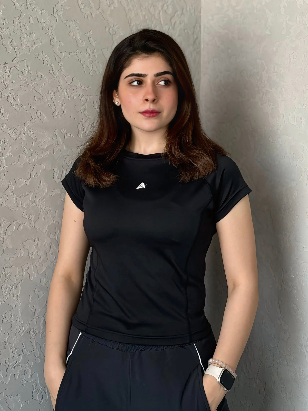 WOMEN BLACK COMPRESSION TEE