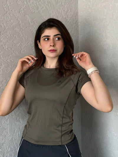 WOMEN GREEN COMPRESSION TEE